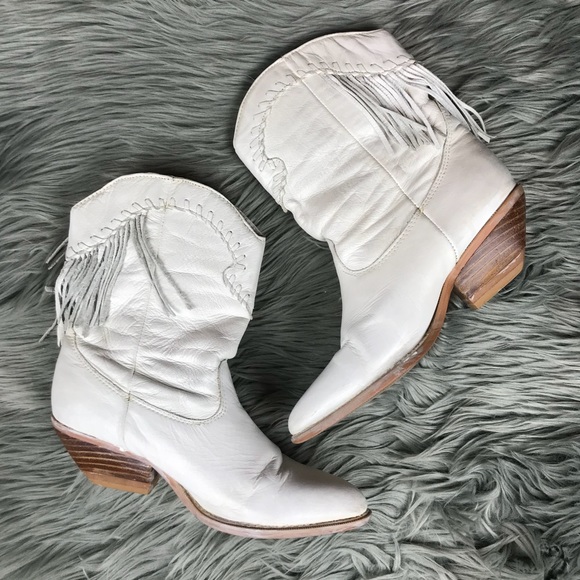 short white western boots